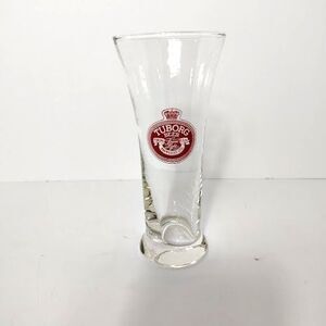 Vintage Tuborg Beer Pilsner Glass Red Crown and Logo
